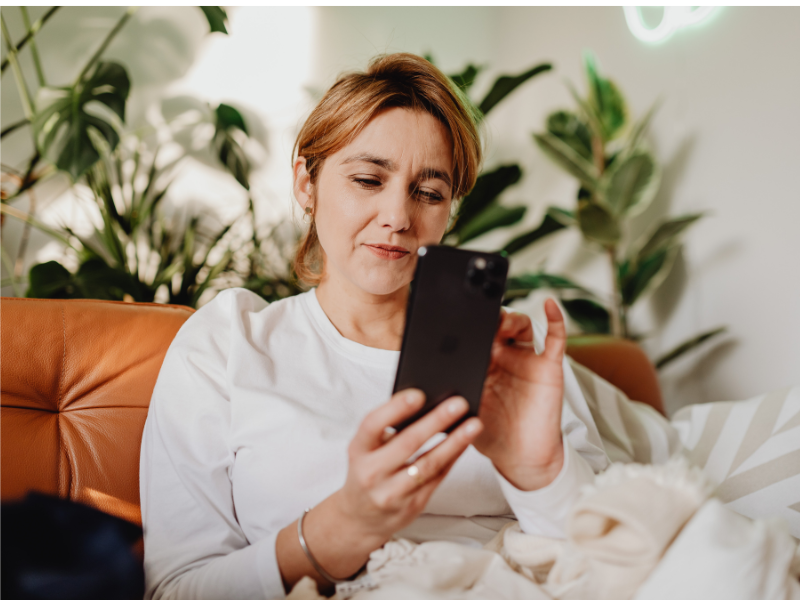 Mom looking at phone